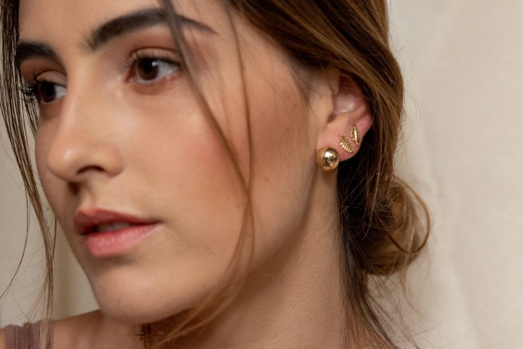 Aretes oro bolas Aurana JoyerÌ_a M̩xico